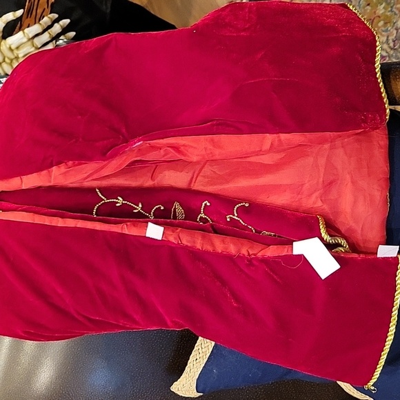 SANTA'S Best 56" Red Velvet Beaded luxurious Christmas 🎄 Tree Skirt - Picture 3 of 7